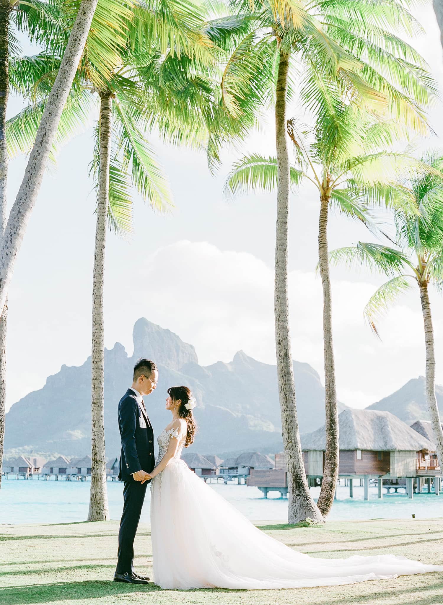 Elegant Wedding at the Four Seasons in Bora Bora, Galia Lahav wedding dress